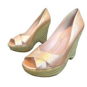 BCBGeneration Metallic Pink Wedges Size 8.5